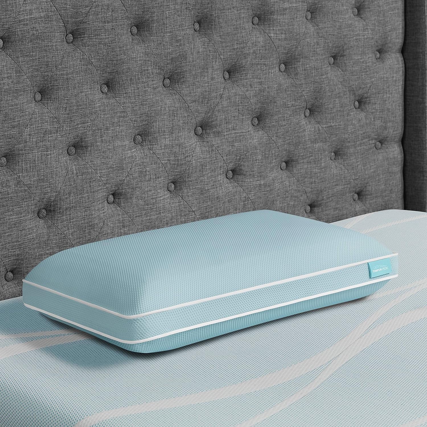 TEMPUR-ProForm + Cooling ProHi Pillow. Memory Foam. King. 5-Year Limited Warranty.Blue