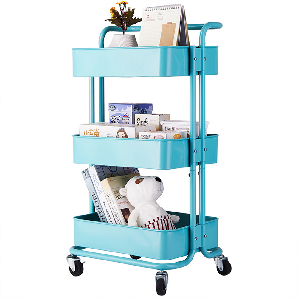 Knifun 3-Tier Home Kitchen Storage Utility cart with handle For kitchen. living room and bedroom XH
