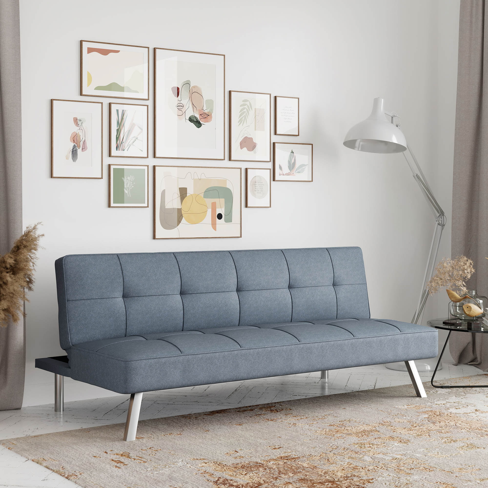 Serta Chelsea Modern Futon. Light Gray Fabric