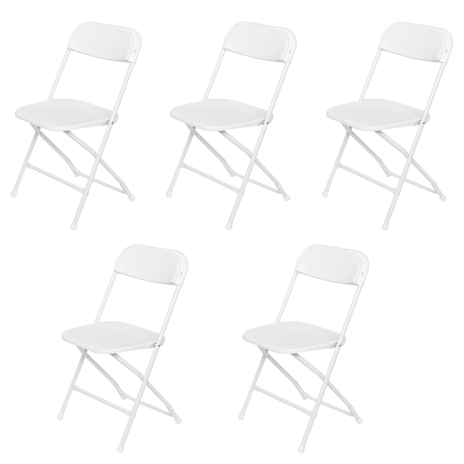 DISCOUNTTODAY 5 Pack Black Plastic Folding Chair. Indoor Outdoor Portable Stackable Commercial Seat with Steel Frame 350lb. Capacity for Events Office Wedding Party Picnic Kitchen Dining (White) 17.5 x 31.5 x 17.5