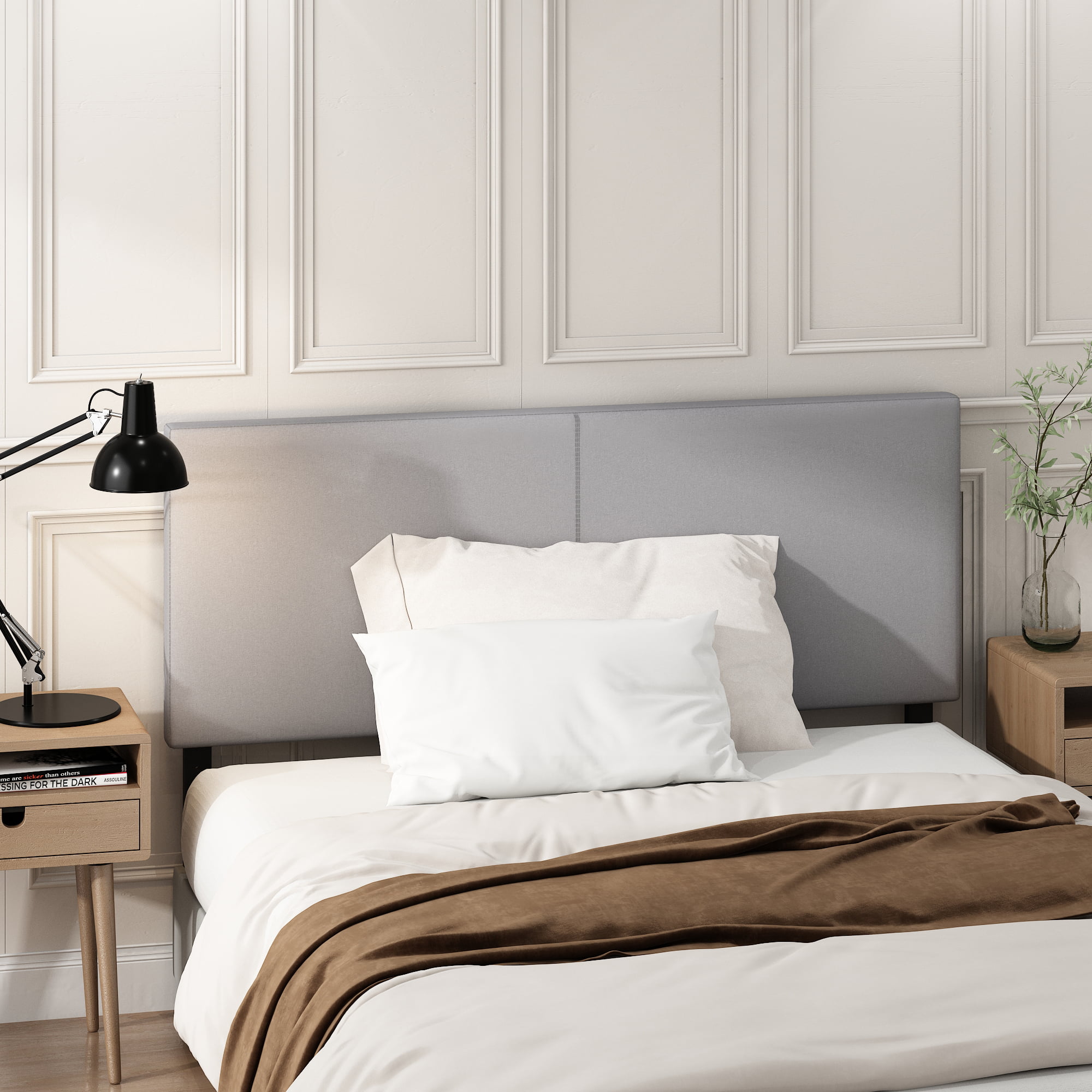 Furinno Roanne Upholstered Headboard. Glacier. Full