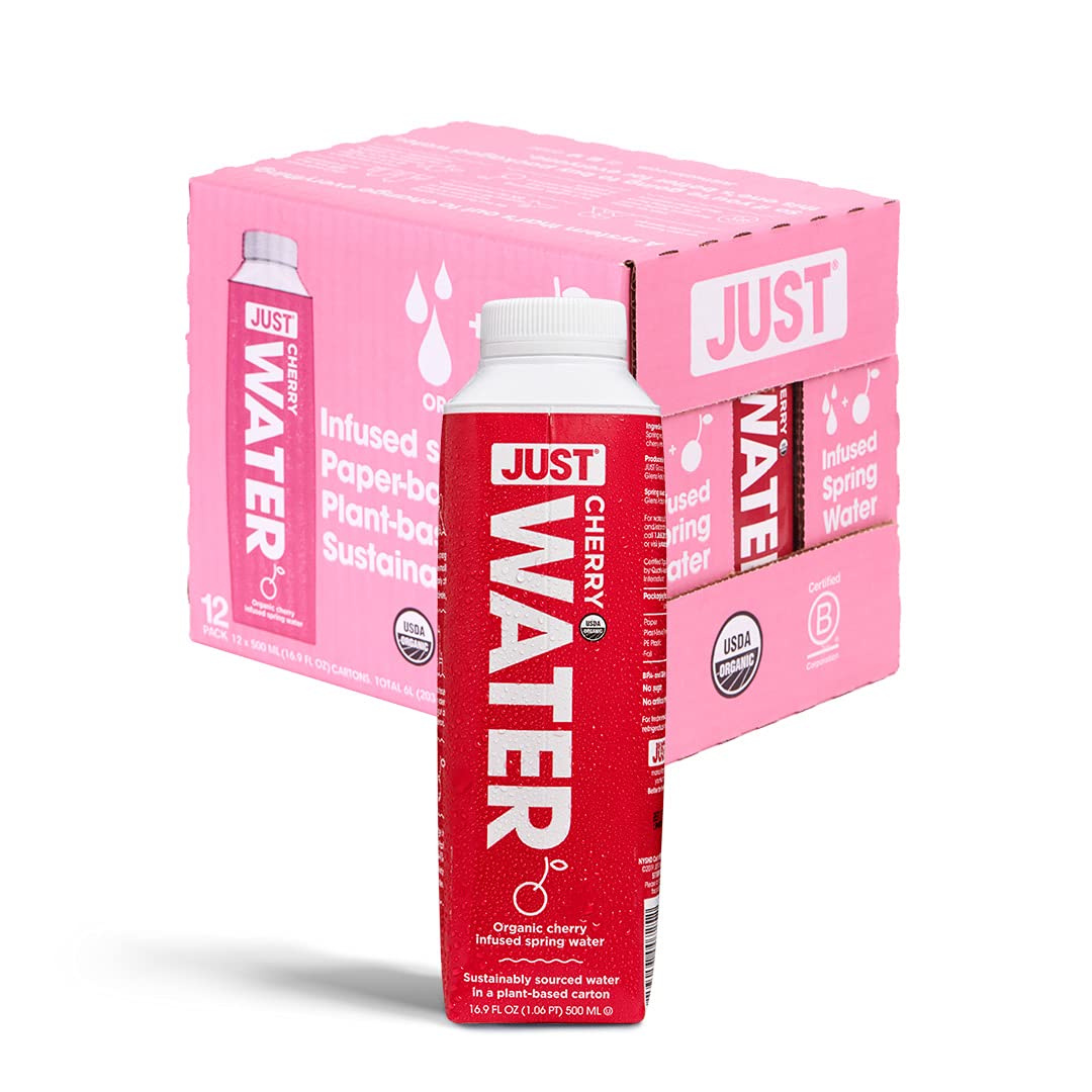 JUST Water Infused - Cherry Flavored Spring Water. 16.9 fl oz (Pack of 12)
