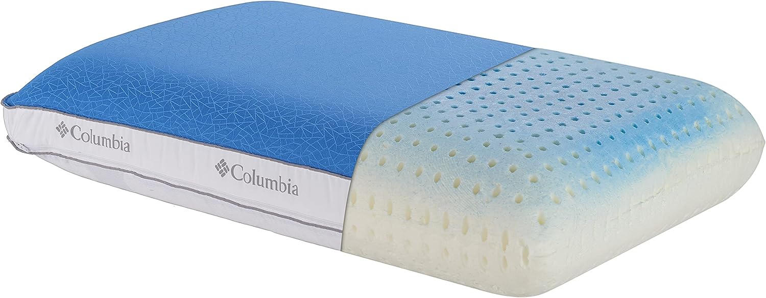 Columbia Cooling Gel Memory Foam Pillow - Comfortable and Supportive with Cooling & Breathable Features - Removable Washable Cover. Queen