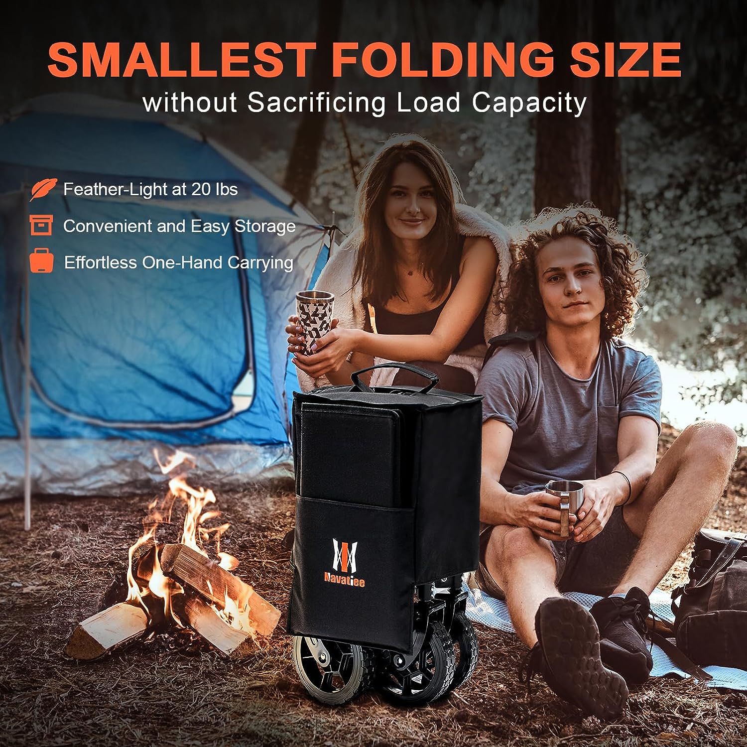 Navatiee Collapsible Folding Wagon. Heavy Duty Utility Beach Wagon Cart with Side Pocket and Brakes. Large Capacity Foldable Grocery Wagon for Garden Sports Outdoor Use. S1