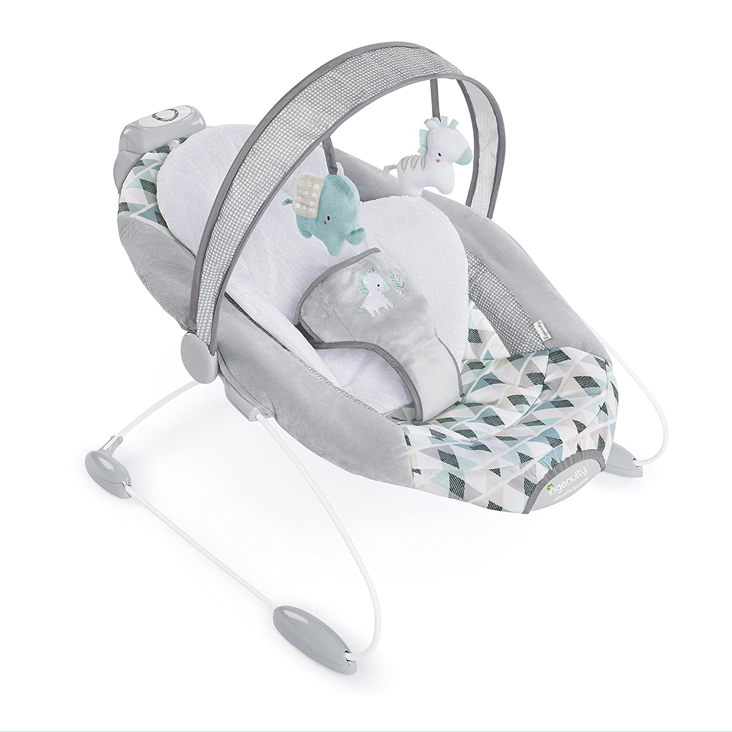 Ingenuity SmartBounce Automatic Baby Bouncer Seat with Music. Nature Sounds. Removable Bar & 2 Plush Infant - Chadwick