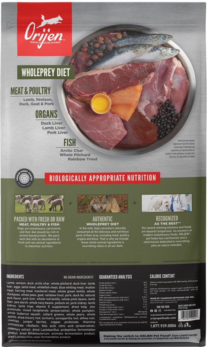 ORIJEN Tundra Grain-Free Dry Dog Food - 25 pounds