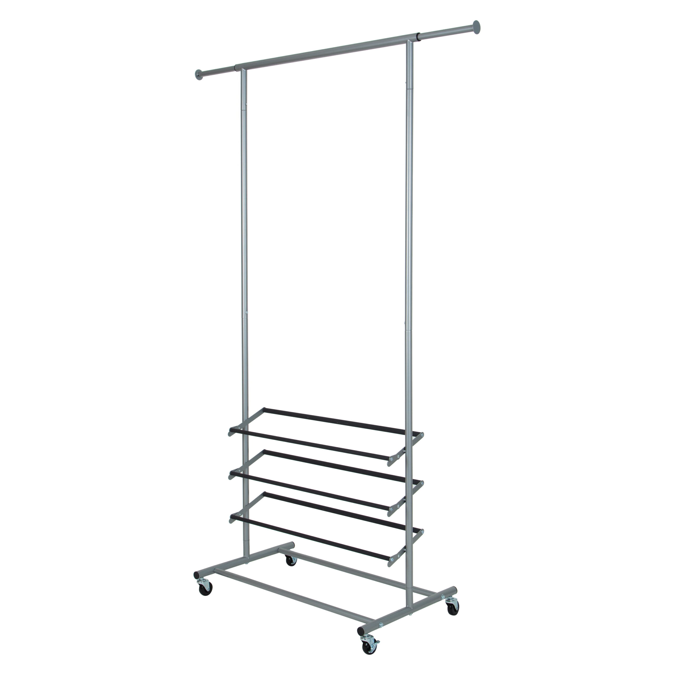 Mainstays Adjustable 3-Tier Garment Rack for Bedroom and Closet. Black and Silver