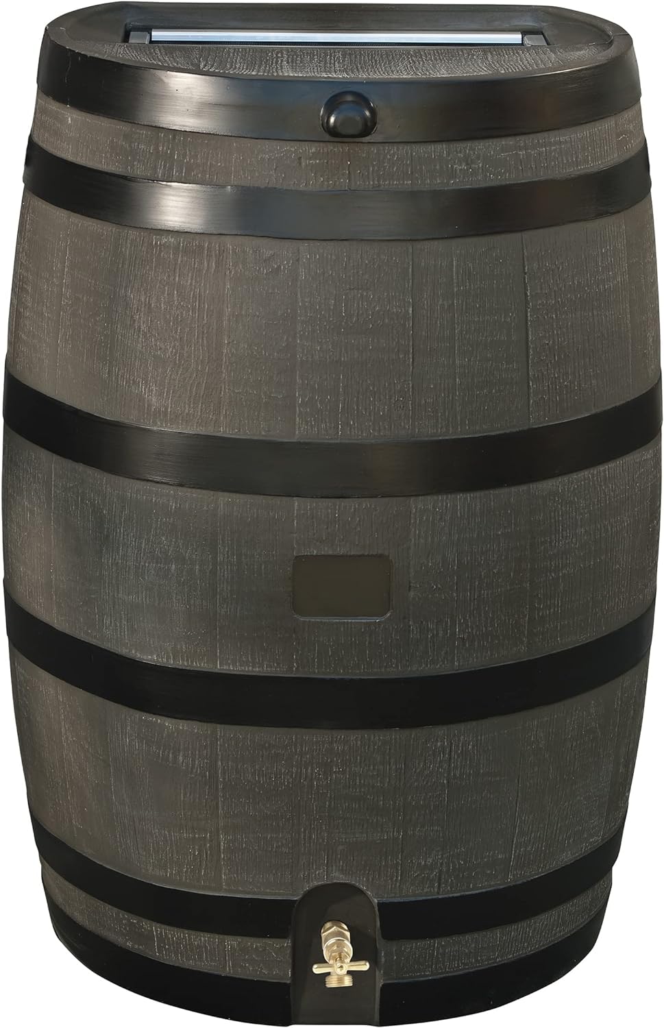 RTS Home Accents 5510-00653A-56-81. Brown and Black Polyethylene 50 Gallon Flat Back Rain Barrel. Color
