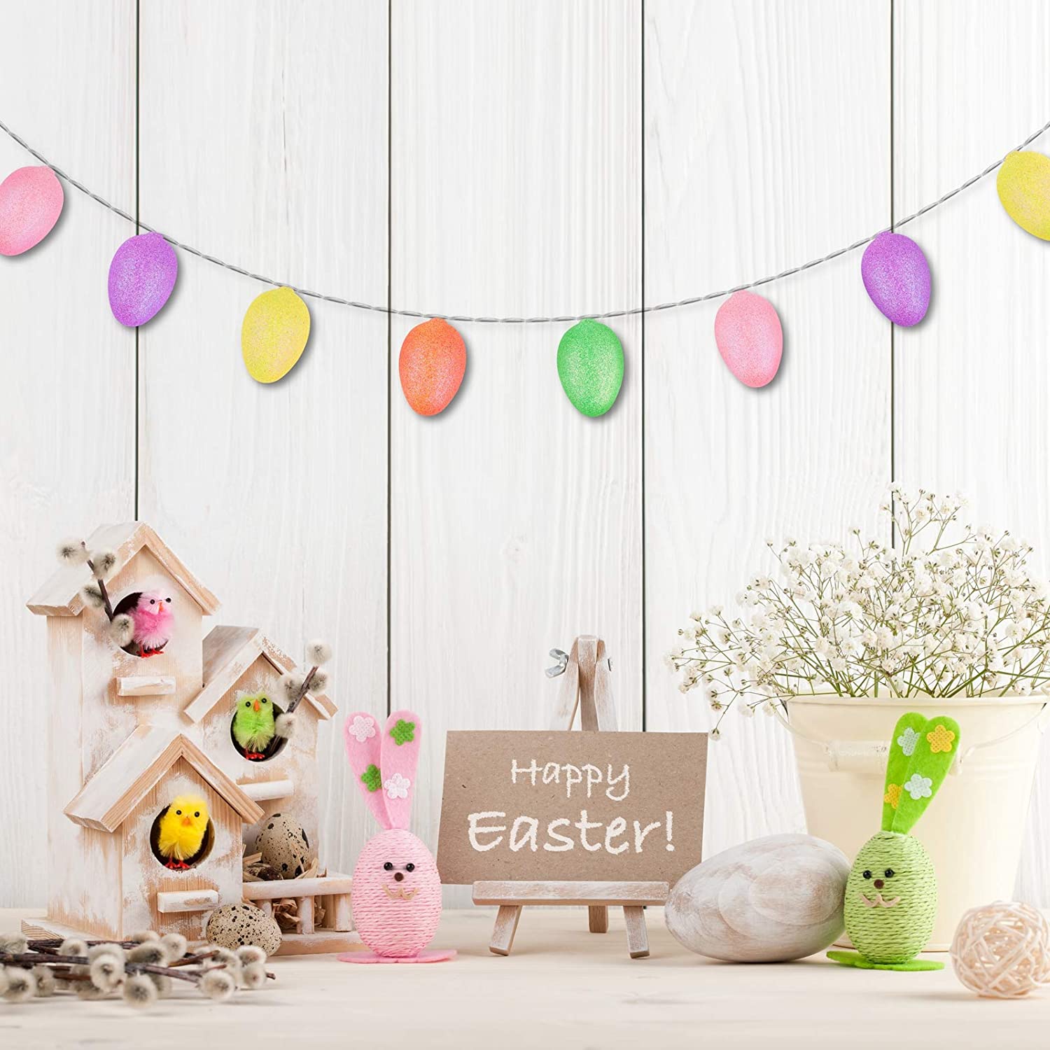 ELCOHO 13.2 Feet 30 Lights Easter Eggs LED String Lights Bright Color Glitter