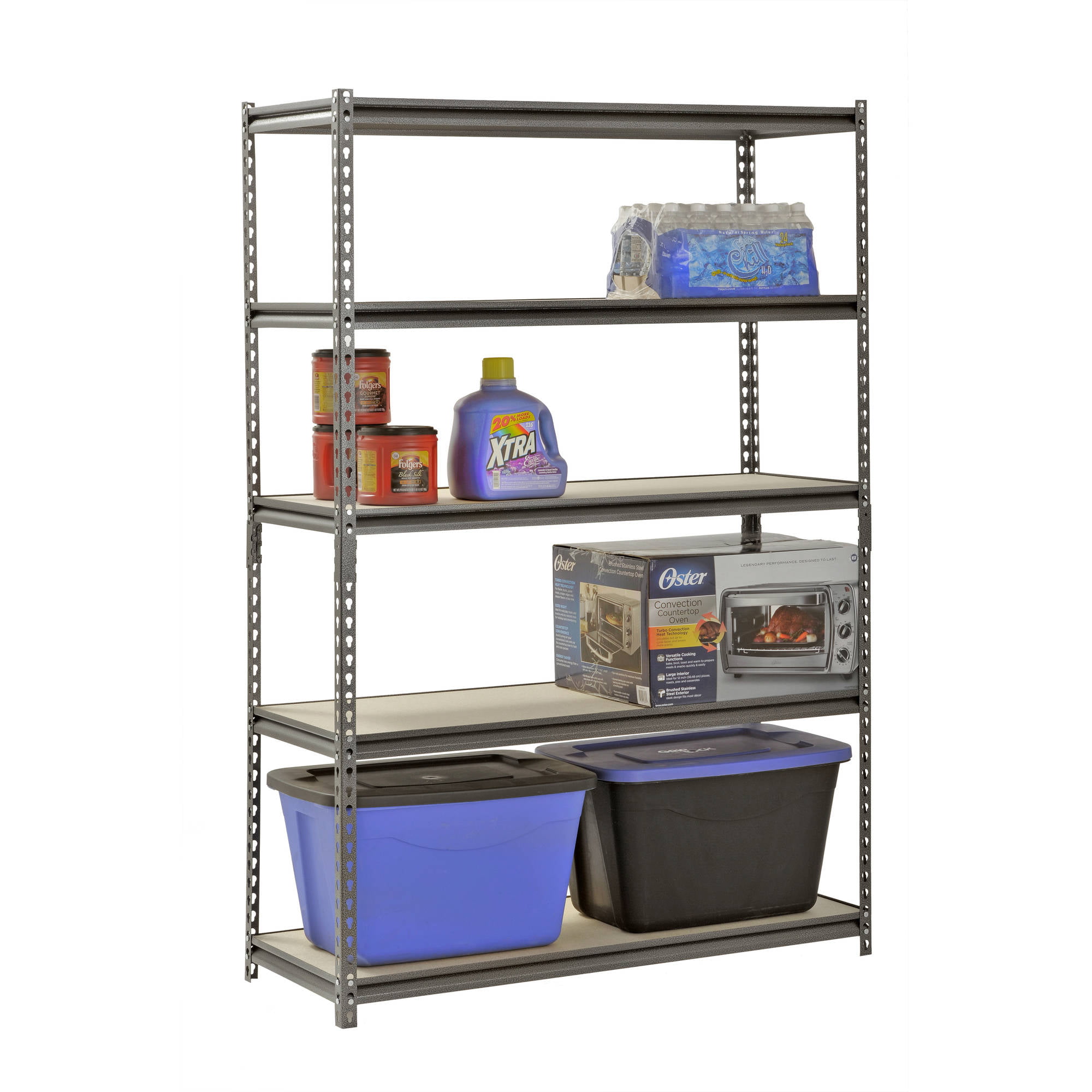 Muscle Rack 48″W x 18″D x 72″H 5-Shelf Steel Freestanding Shelves. Silver