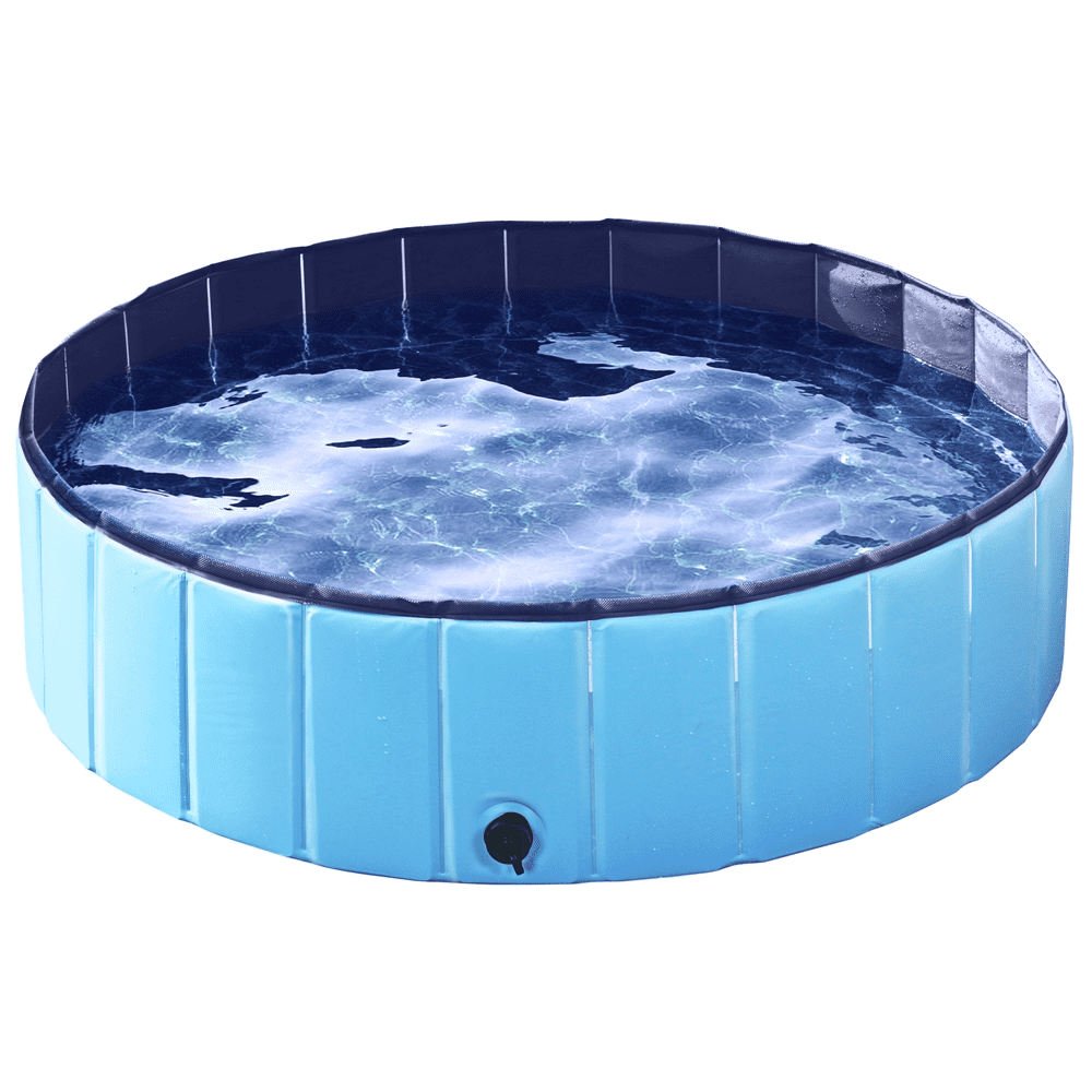 SmileMart Foldable Pet Swimming Pool Wash Tub for Cats and Dogs. Blue. Large. 47.2″