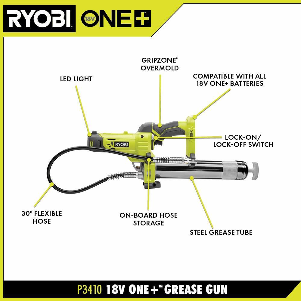 RYOBI P3410 ONE+ 18V Cordless Grease Gun (Tool-Only)
