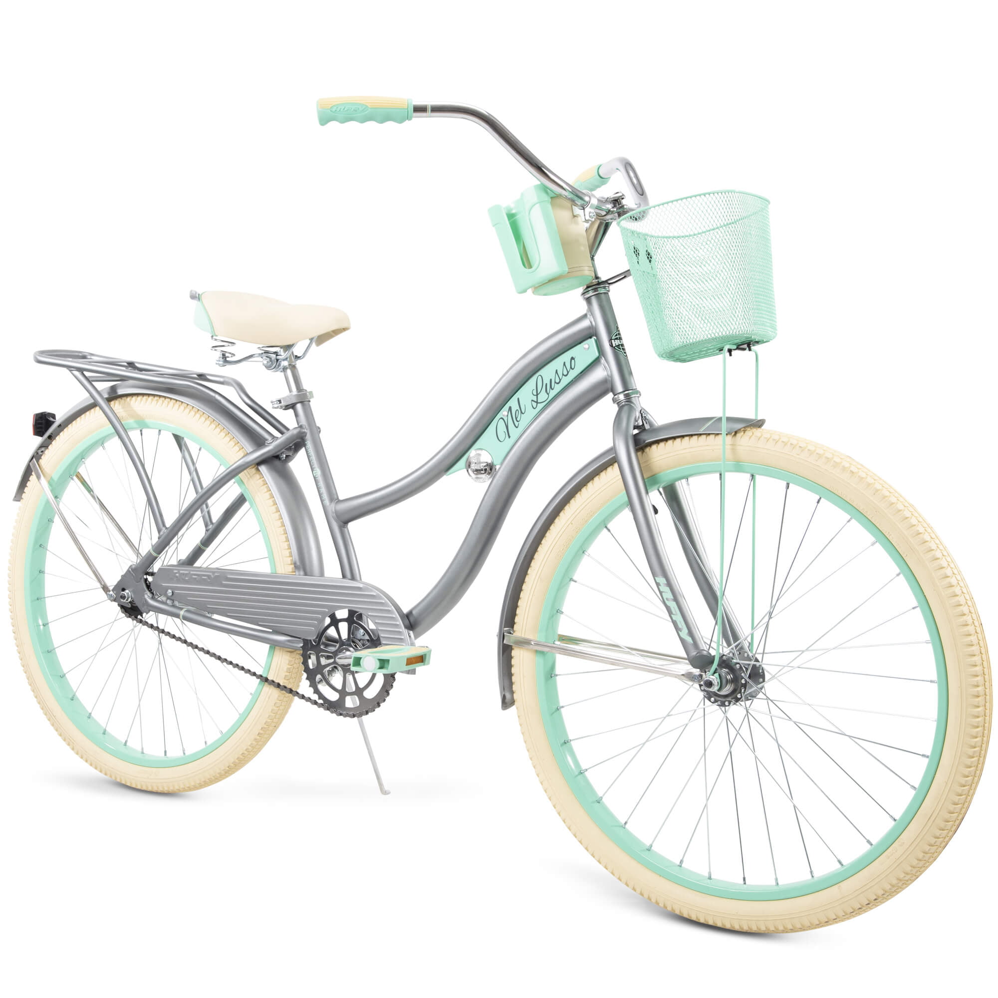 Huffy. Nel Lusso Classic Cruiser Bike with Perfect Fit Frame. Women-s. Gray. 26″