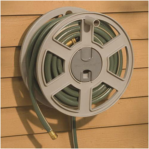Suncast 100 ft. Sidewinder® Mounted Resin Hose Reel. Taupe