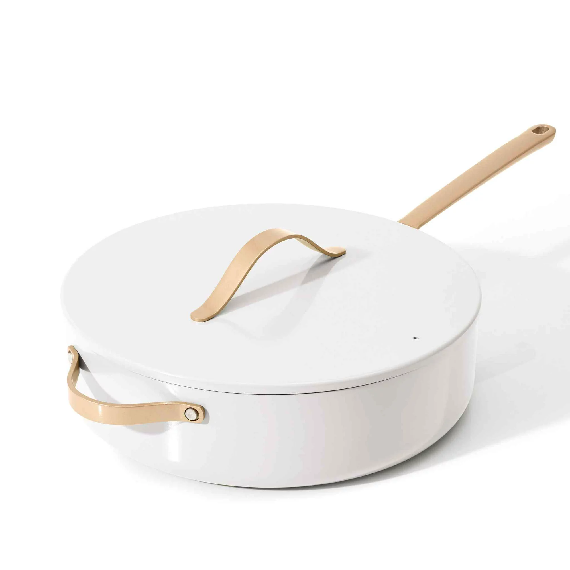 Beautiful 5.5 Quart Ceramic Non-Stick Saute Pan. White Icing. by Drew Barrymore