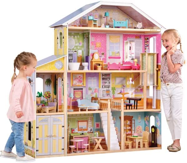 KidKraft Majestic Mansion Wooden Dollhouse with 34-Piece Accessories. Working Elevator and Garage. Gift for Ages 3+