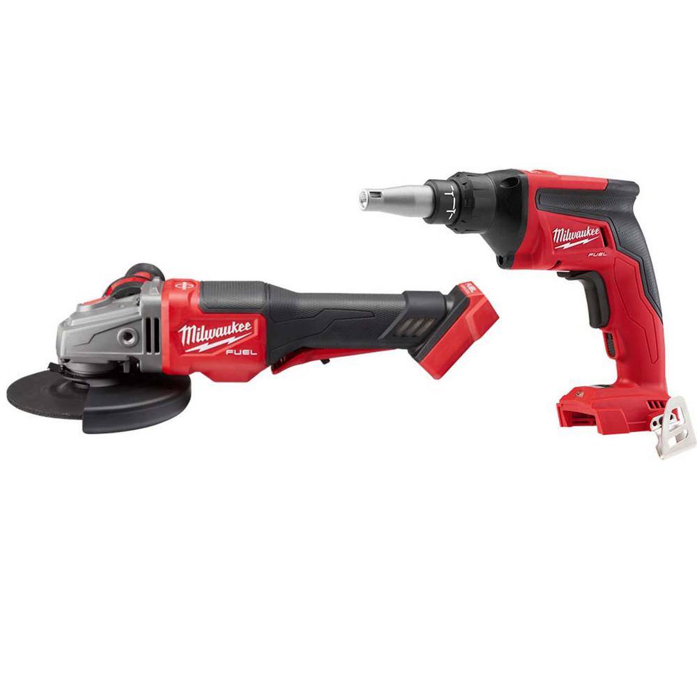 Milwaukee 2980-20-2866-20 M18 FUEL 18- V Lithium-Ion Brushless Cordless 4-1/2 in./6 in. Braking Grinder with Cordless Drywall Screw Gun