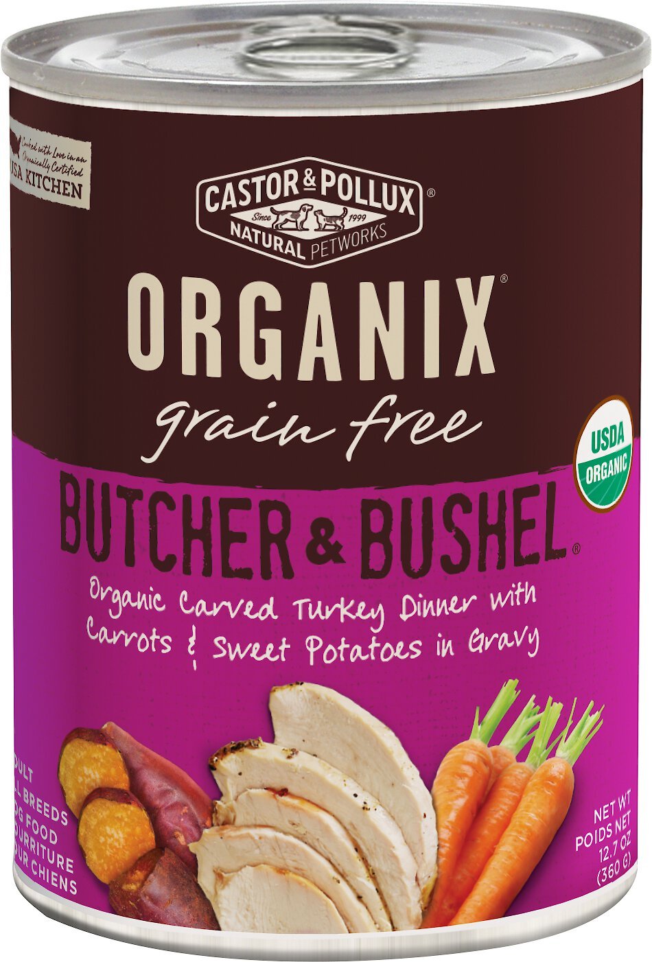 Castor & Pollux Organix Grain-Free Butcher & Bushel Organic Carved Turkey Dinner in Gravy Adult Canned Dog Food