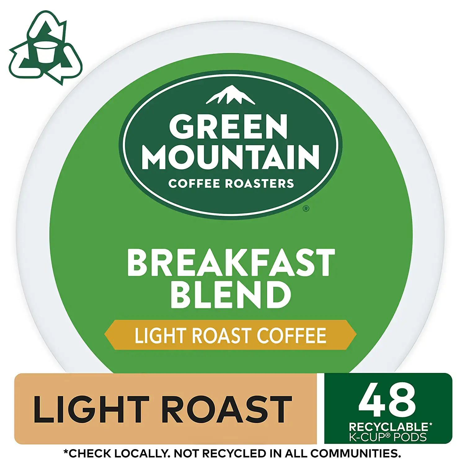 Green Mountain Coffee Roasters Breakfast Blend Single-Serve Keurig K-Cup Pods Light Roast Coffee 48 Count