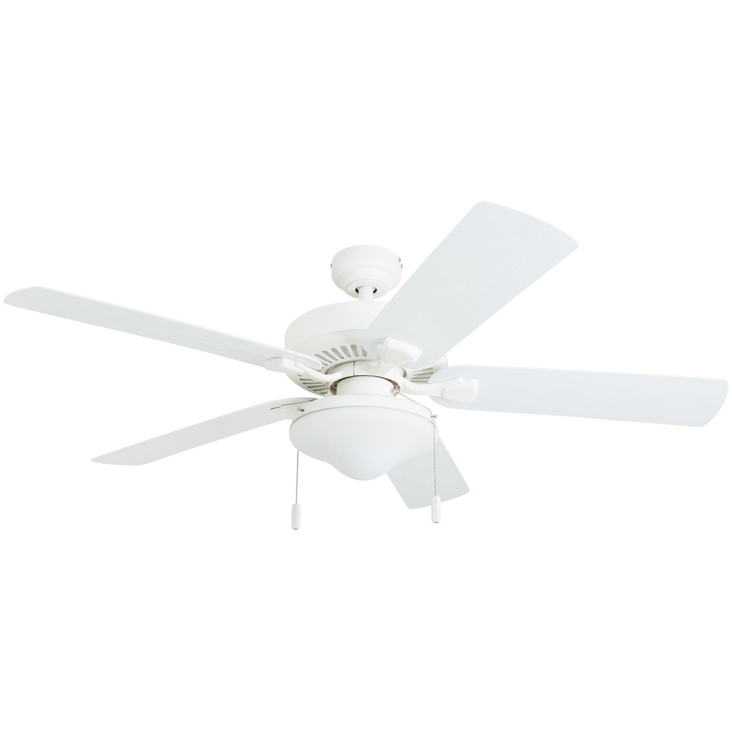 Honeywell Belmar 52″ White Indoor/Outdoor Ceiling Fan with 5 Blades. Light Kit. Pull Chains & Reverse Airflow