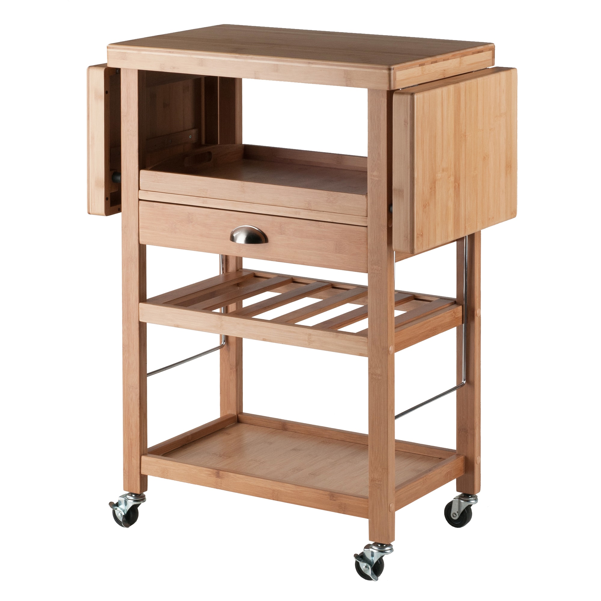 Winsome Wood Wood Base with Wood Top Rolling Kitchen Cart (15.16-in x 45.28-in x 35.43-in)