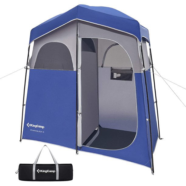 KingCamp Oversize Outdoor Shower Tents Portable Camping Privacy Shelter with Floor Changing Tent Dressing Room Blue