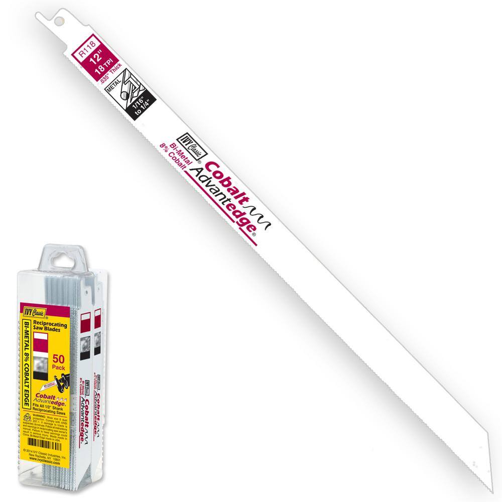 Ivy Classic 28379 12 in. 18 TPI Bi-Metal Reciprocating Saw Blade Cuts Metal (50-Pack)