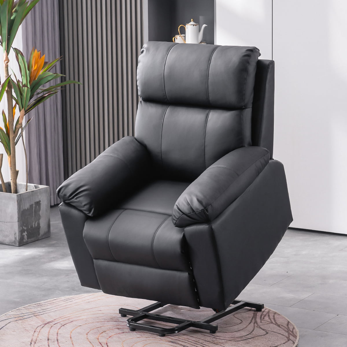 Erommy Power Lift Recliner.Heated PU Leather Chair with Massage.Black