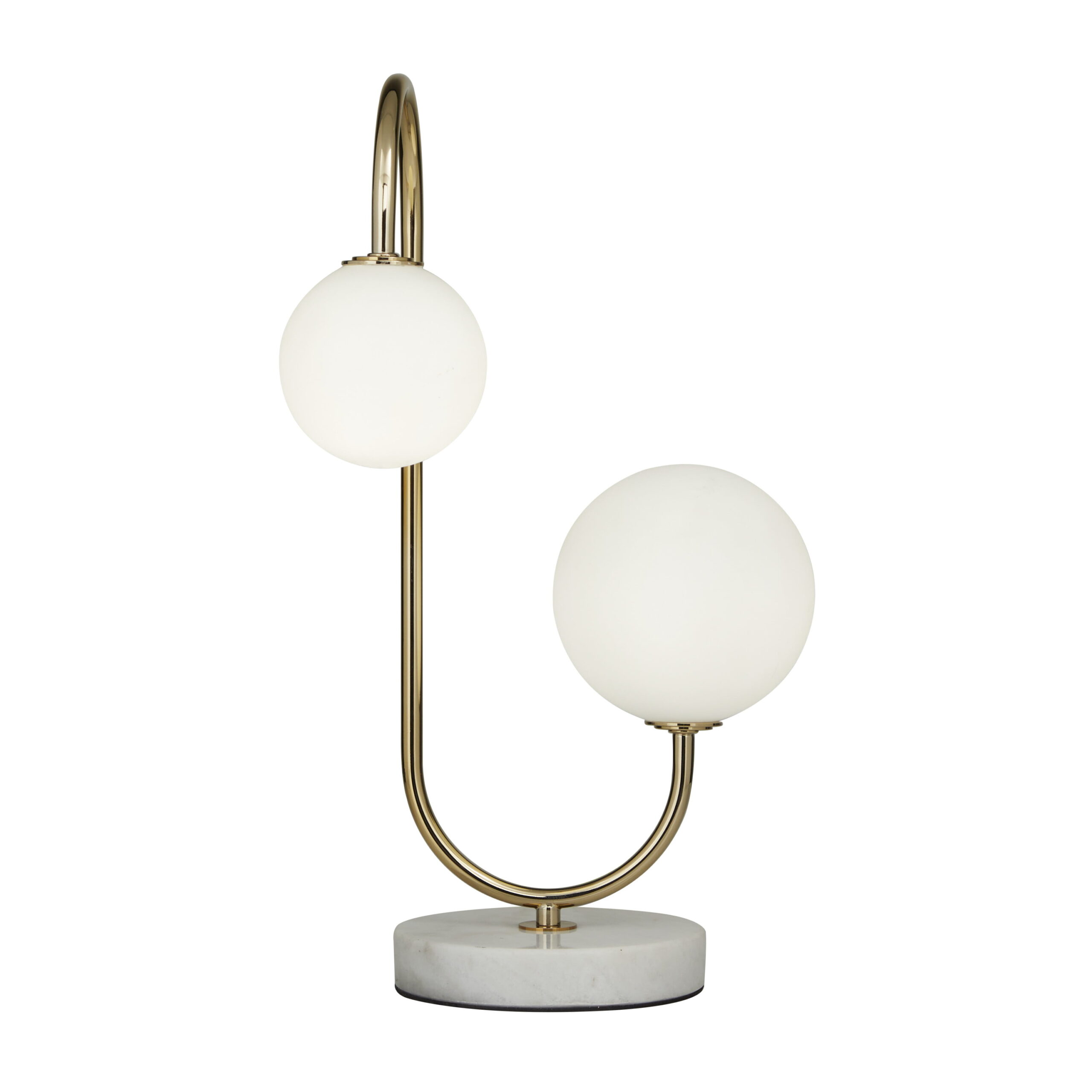 DecMode 18″ 2 Light Orb Gold Table Lamp with White Glass Shade