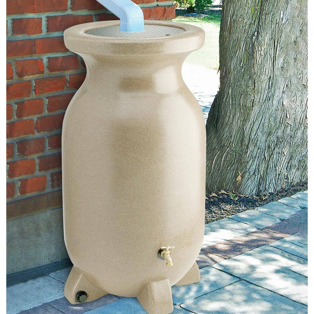 Koolatron RBSS-75 Koolscapes Stone-Look Rain Barrel 75 Gal. (285L) Beige. Eco-Friendly Gardening. Water Conservation