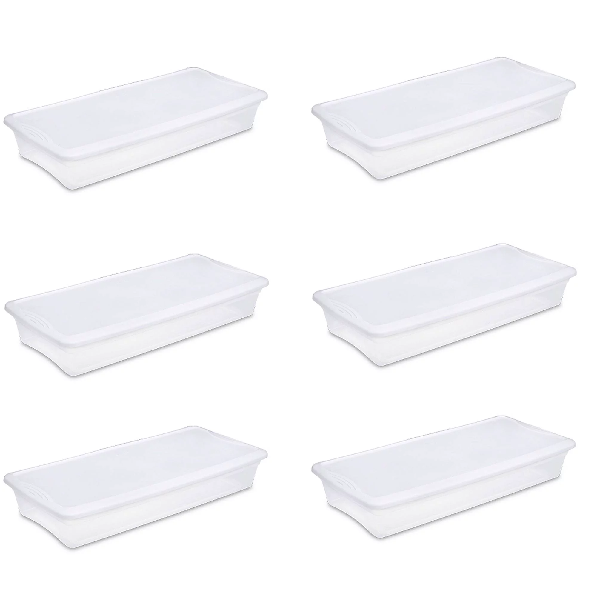 Sterilite 41 Quart Lightweight Under Bed Storage Box Container. 6 Pack