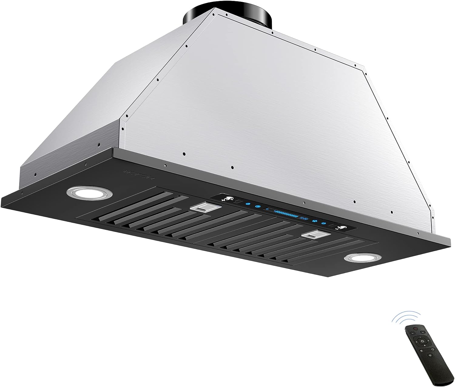 IKTCH 30 inch Black Built-in/Insert Range Hood. 900 CFM Ducted/Ductless Stainless Steel Kitchen Vent Hood with 4 Speed Gesture Sensing&Touch Control Panel(IKB01-30-BSS)