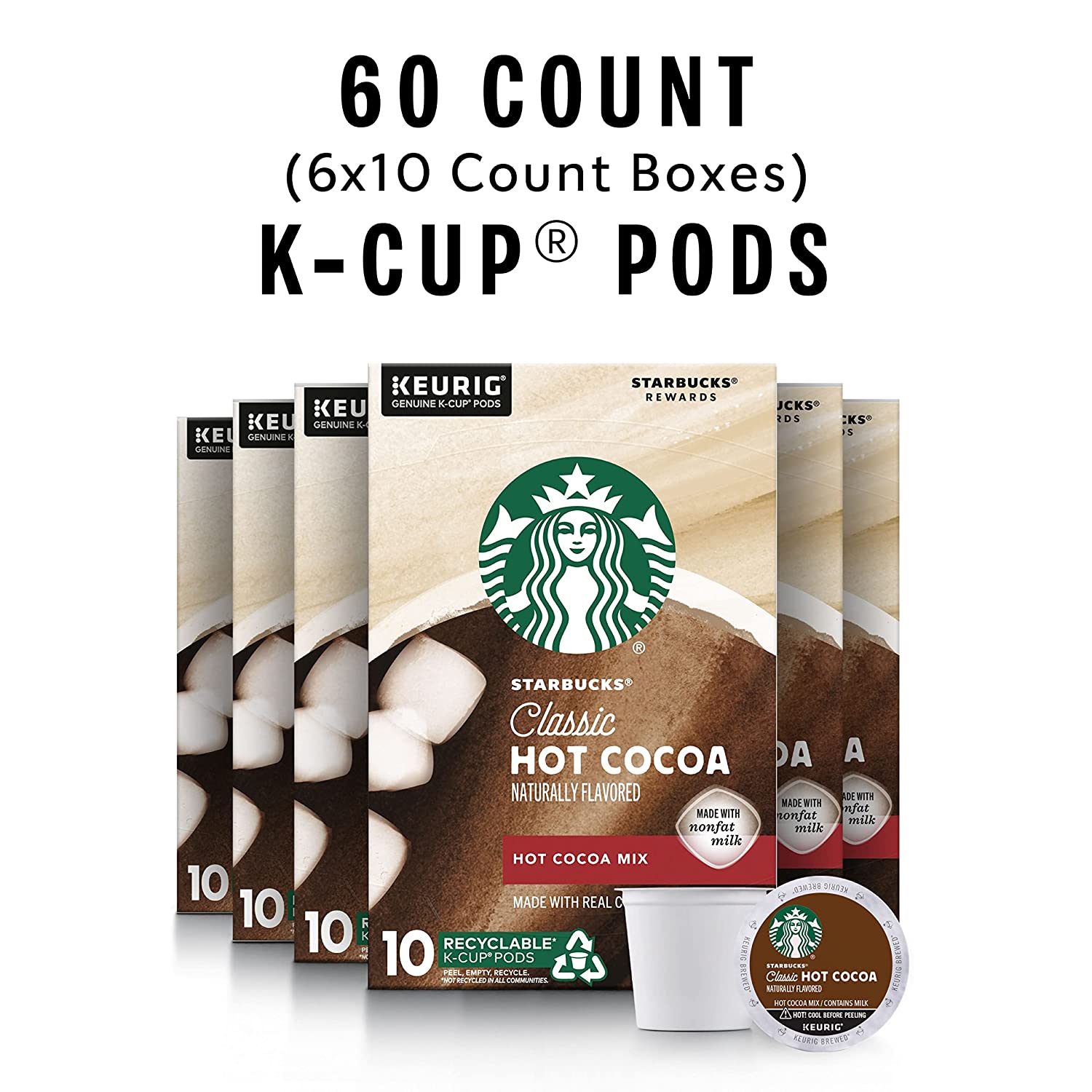 Starbucks Hot Cocoa K-Cup Coffee Pods. Hot Cocoa for Keurig Brewers. 6 boxes (60 pods total)