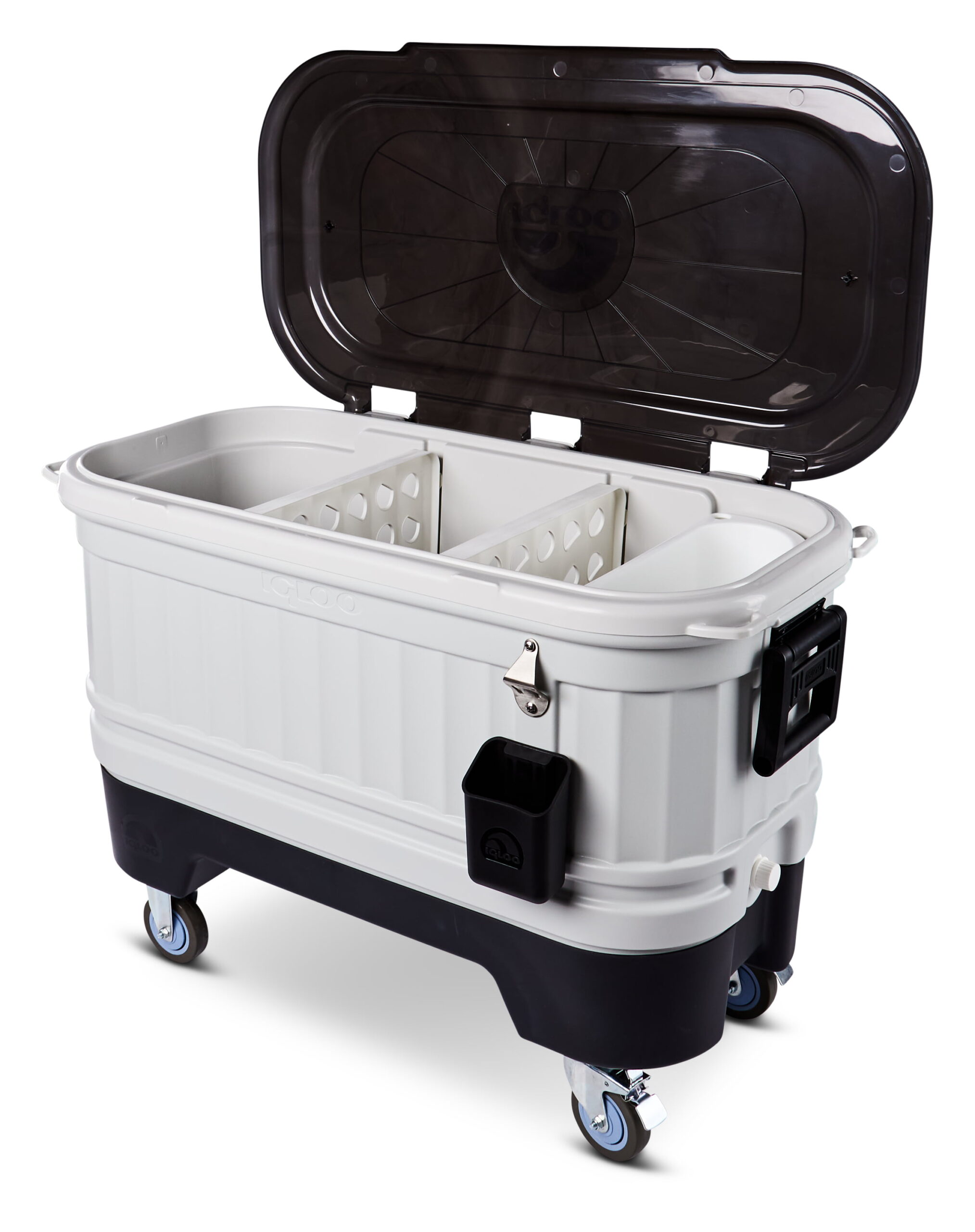 Igloo 125 qt. Party Bar Wheeled Ice Chest. White and Black