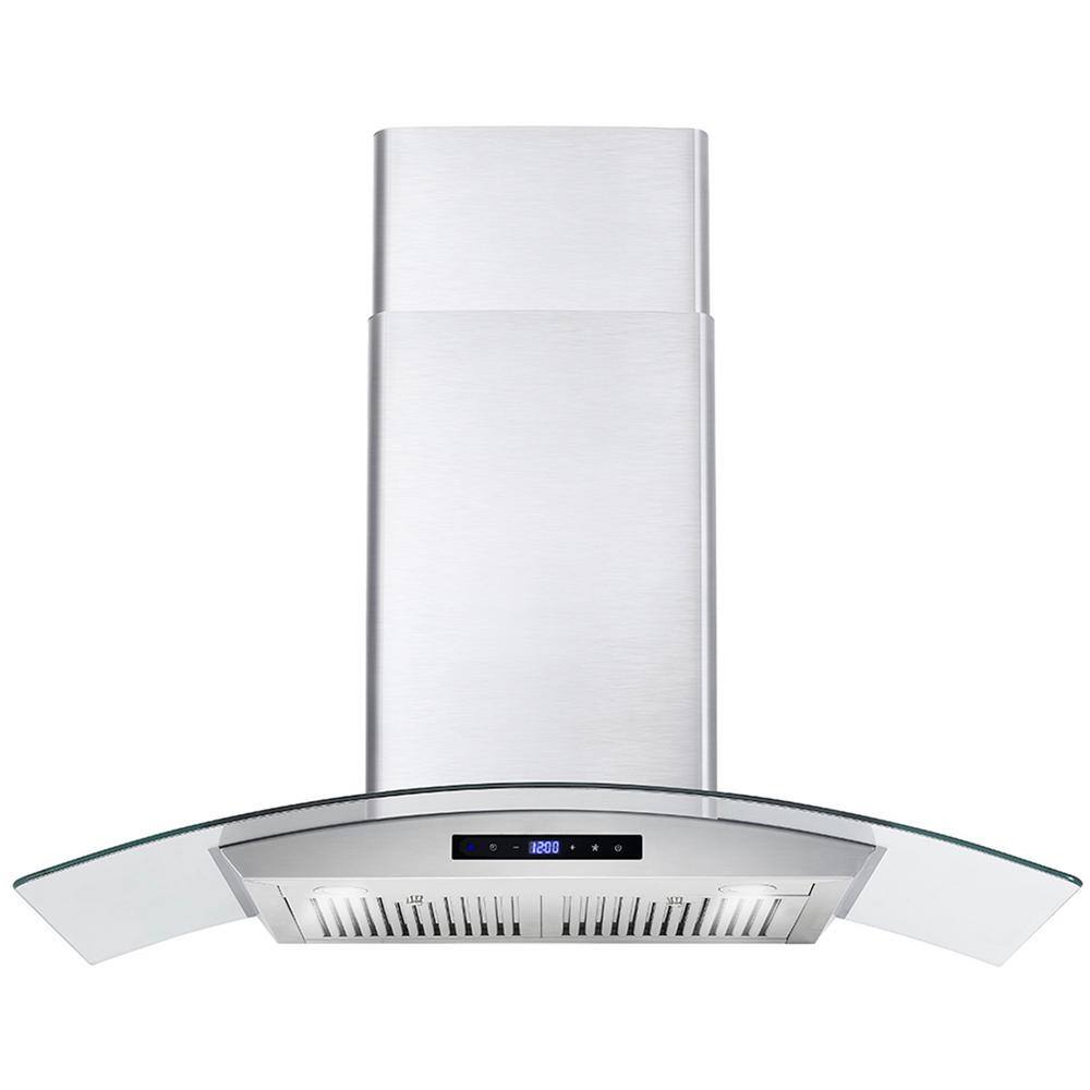 Cosmo COS-668AS900 36 in. Ducted Wall Mount Range Hood in Stainless Steel with Touch Controls. LED Lighting and Permanent Filters