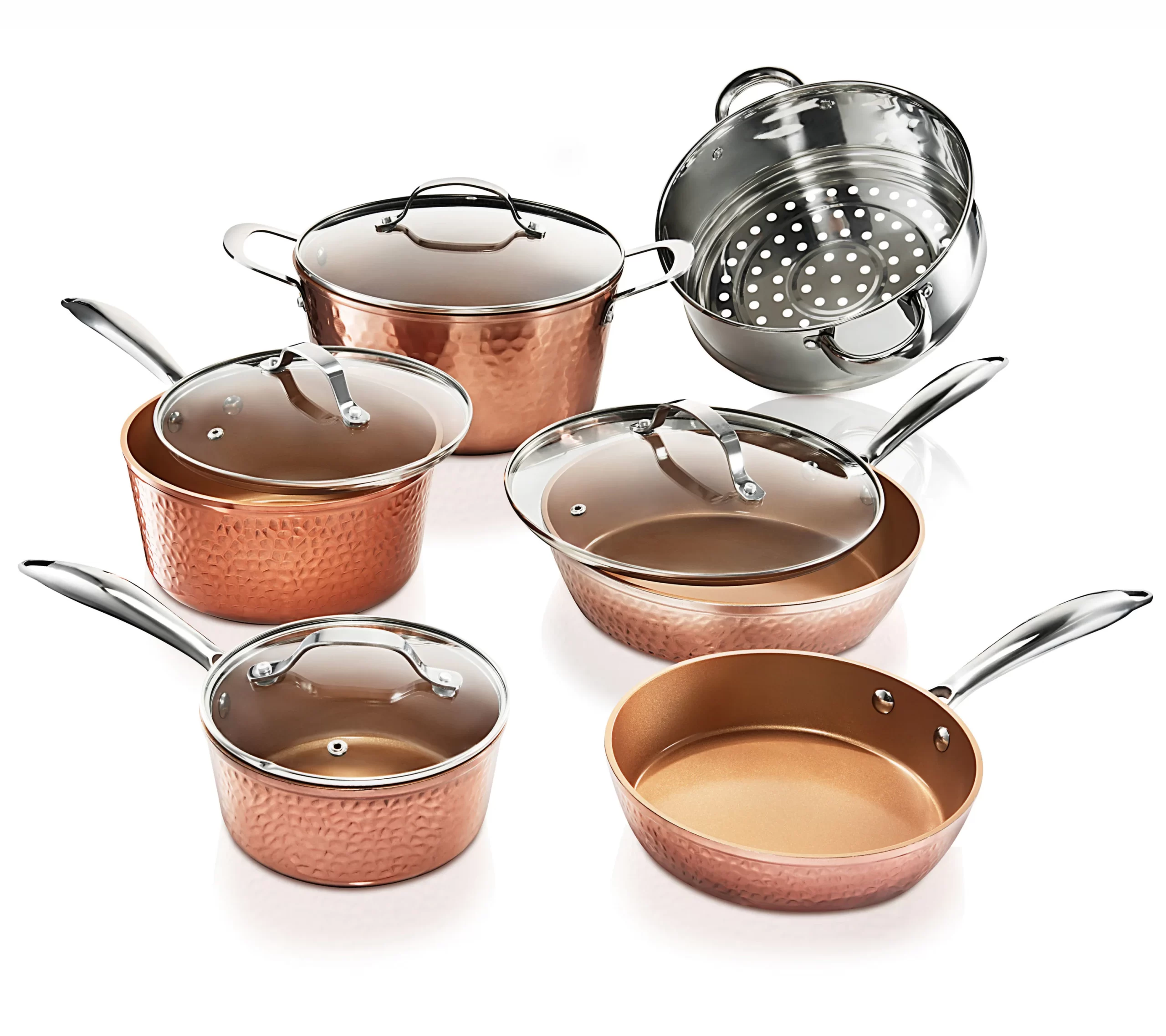 Gotham Steel 2691 10-Piece Gotham Steel hammered 13.78-in Aluminum Cookware Set Lid(s) Included