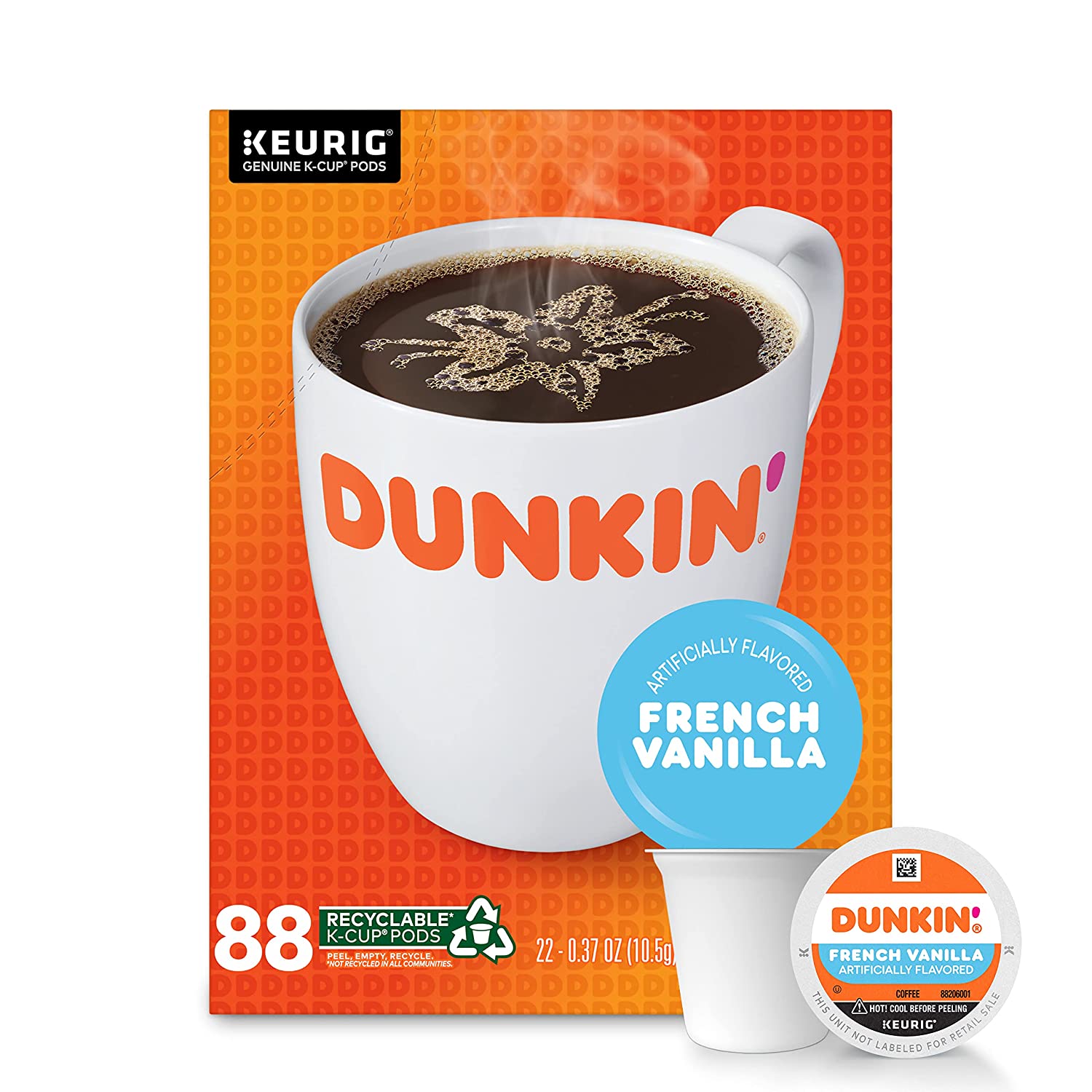 Dunkin- French Vanilla Flavored Coffee. 88 Keurig K-Cup Pods