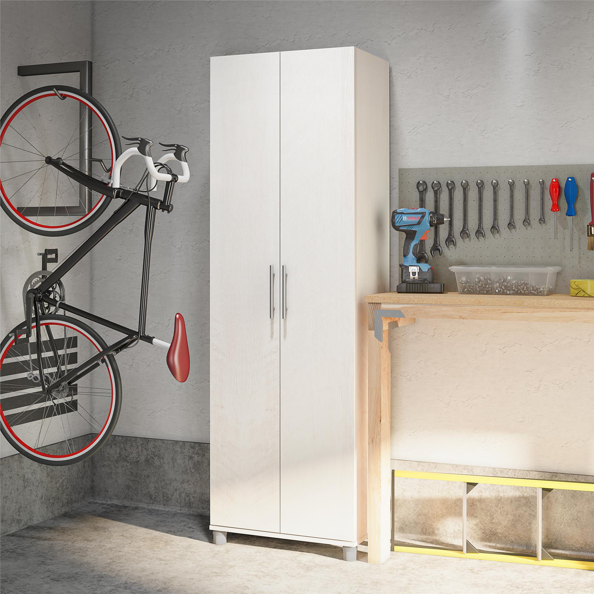 Systembuild Evolution Westford Garage Storage 24″ Utility Cabinet. Ivory Oak