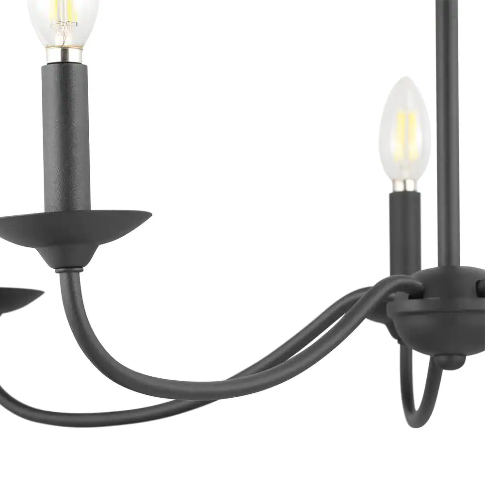 Progress Lighting P400233-031 Pacolet 28 in. 5-Light Textured Black Farmhouse Circle Chandelier for Dining Room