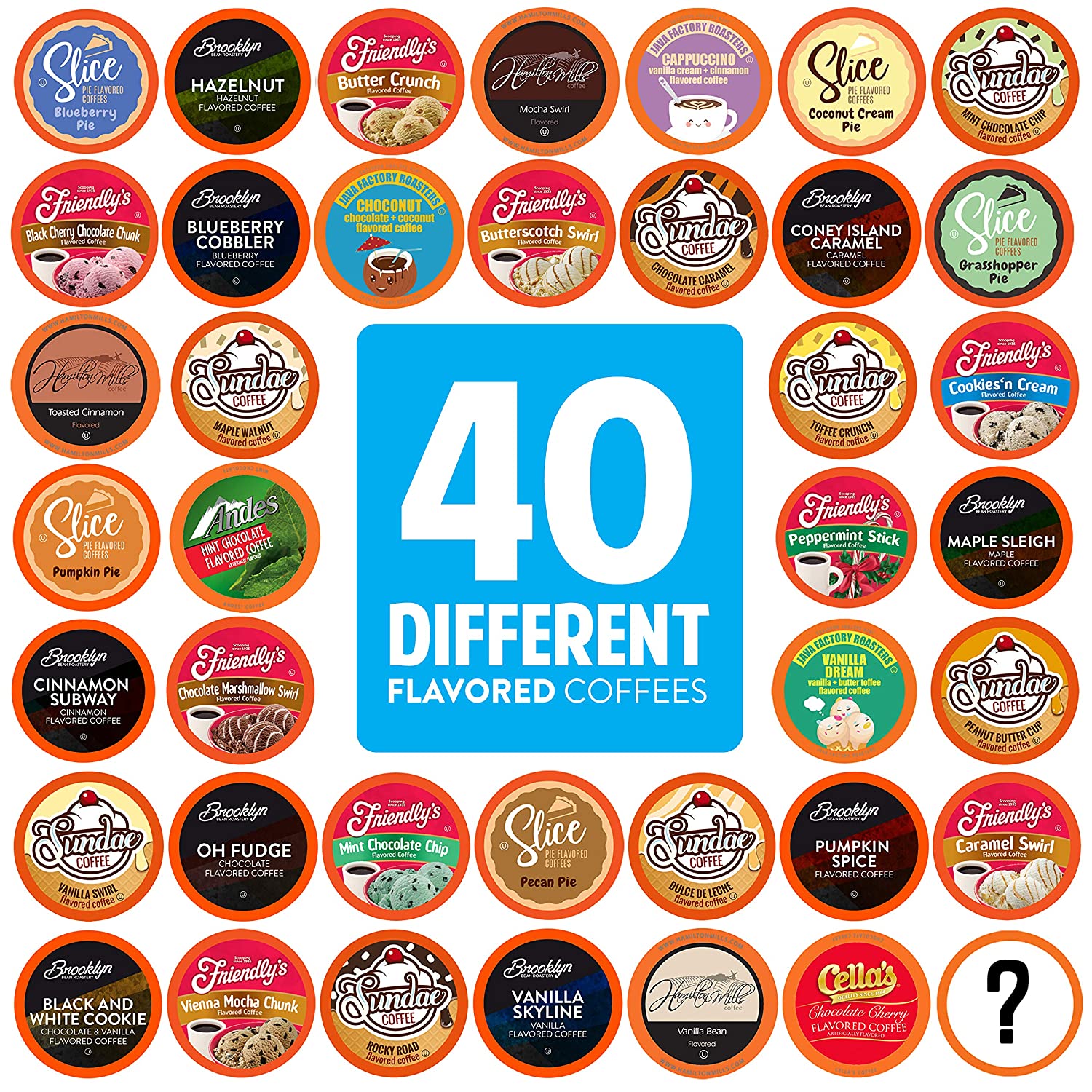 Two Rivers Coffee Flavored Coffee Pods Compatible. Assorted Flavored Coffee 40 Count