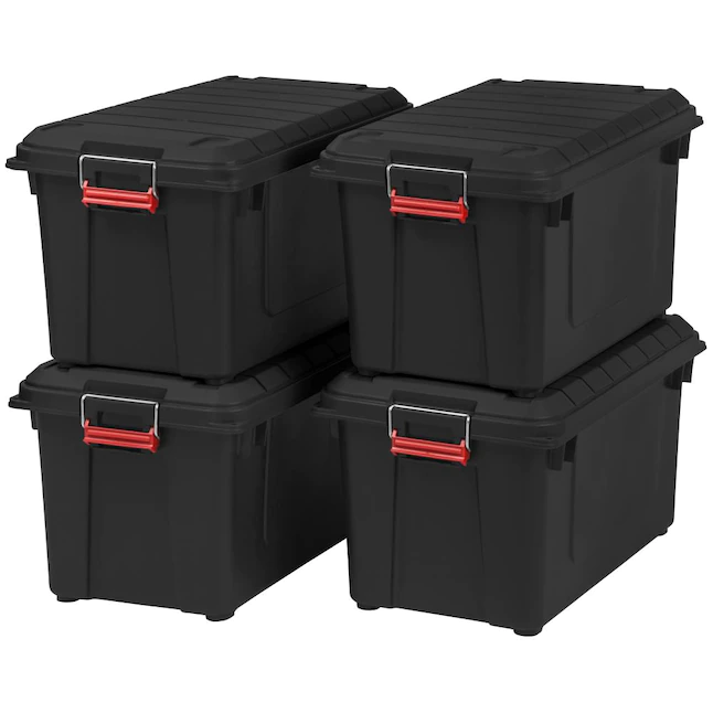 IRIS  4-Pack Weather Tight Storage Box X-large 20.5-Gallon (82-Quart) Black Heavy Duty Tote with Latching Lid