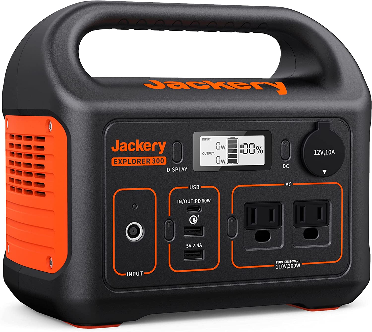 Jackery Portable Power Station Explorer 300. 293Wh Backup Lithium Battery. 110V/300W Pure Sine Wave AC Outlet. Solar Generator