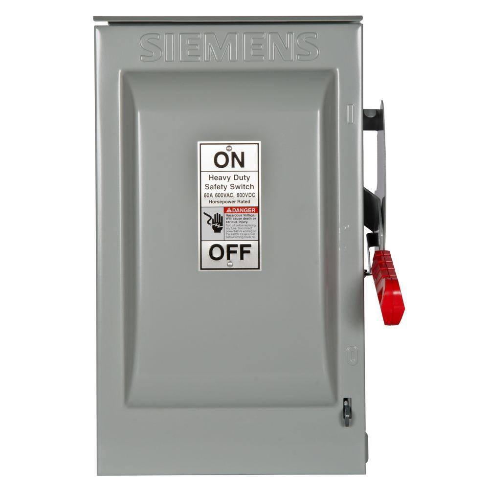 Siemens HNF362R Heavy Duty 60 Amp 600-Volt 3-Pole Outdoor Non-Fusible Safety Switch