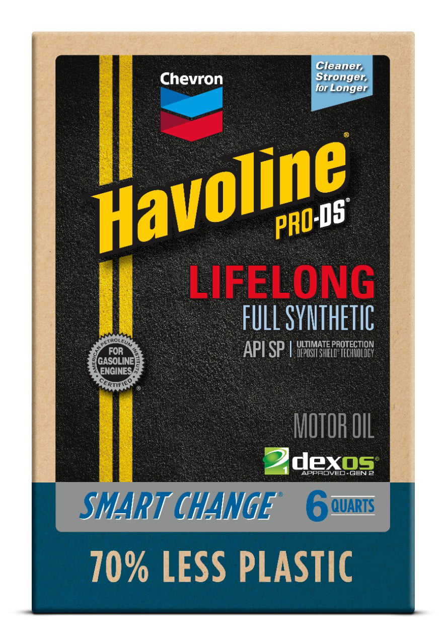 Chevron Havoline Lifelong Synthetic Motor Oil 5W-30. 6 Quart Smart Change Box Case (2-Pack)
