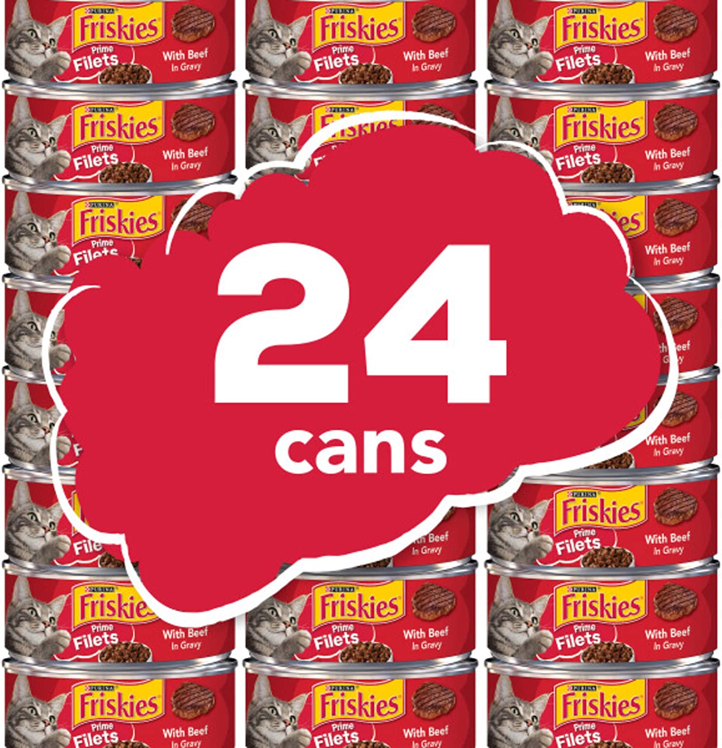 Purina Friskies Gravy Wet Cat Food Prime Filets With Beef in Gravy - (24) 5.5 oz. Cans
