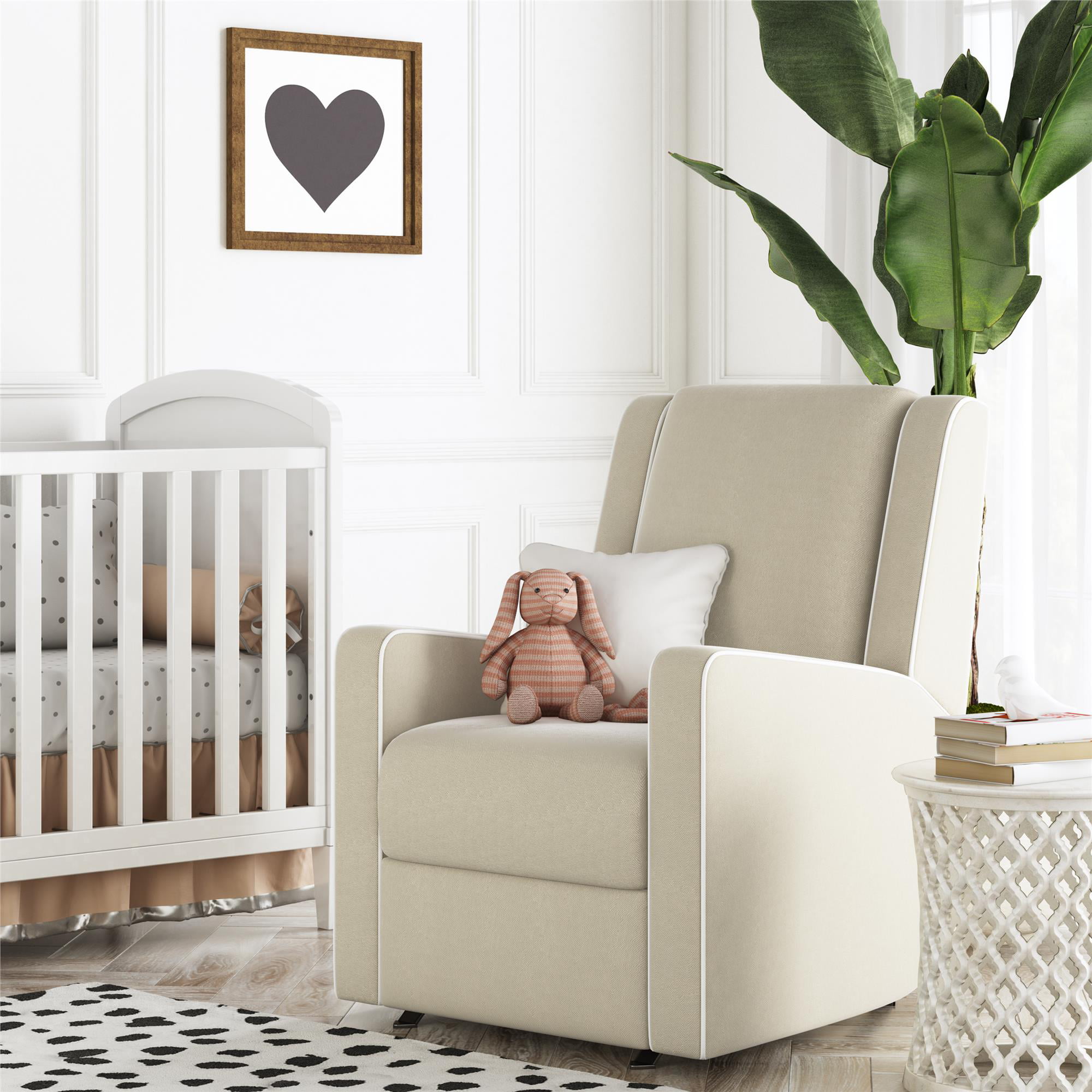 Baby Relax Robyn Rocker Recliner Chair with Pocket Coil Seating. Beige Linen