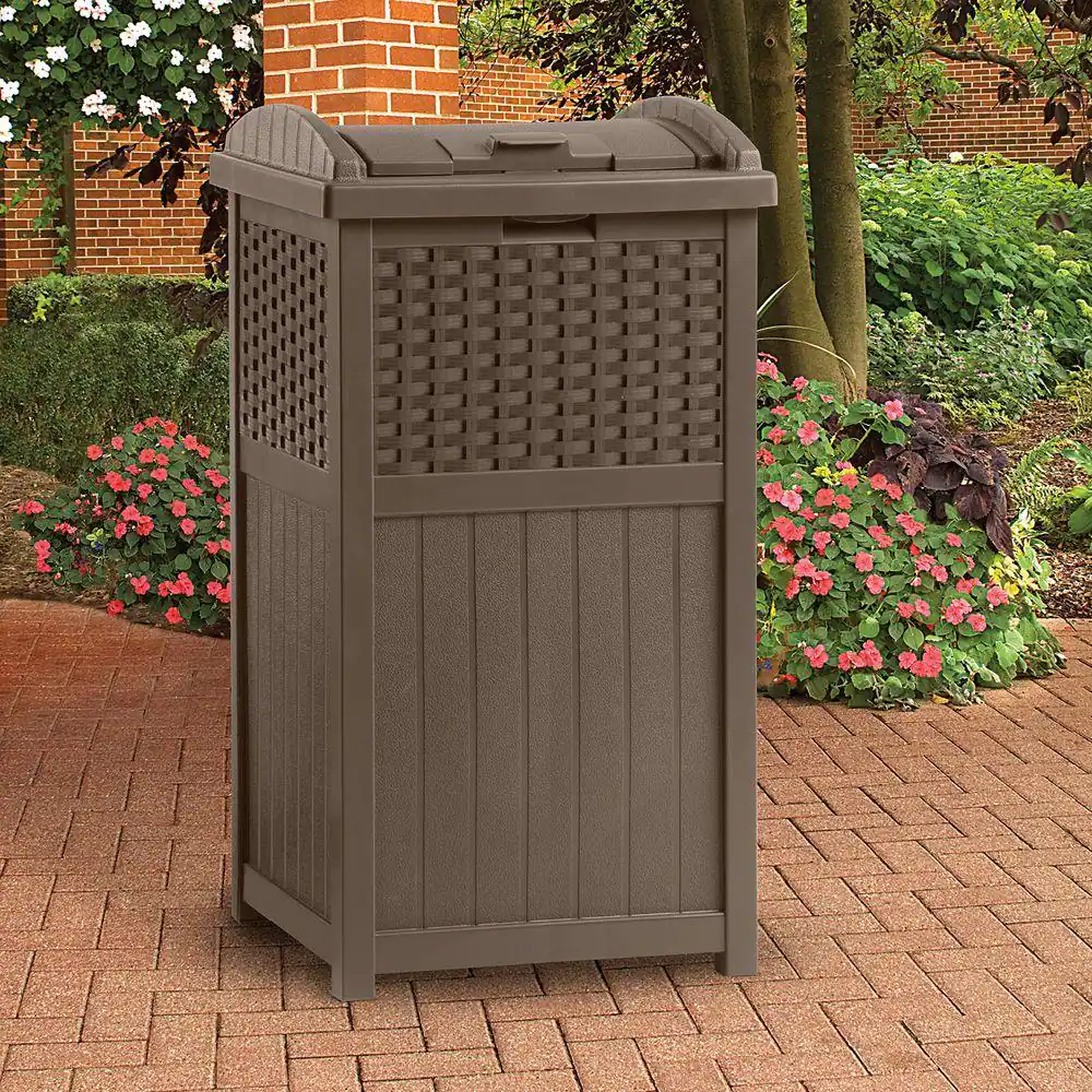 Suncast GHW1732 Resin Wicker Trash Hideaway