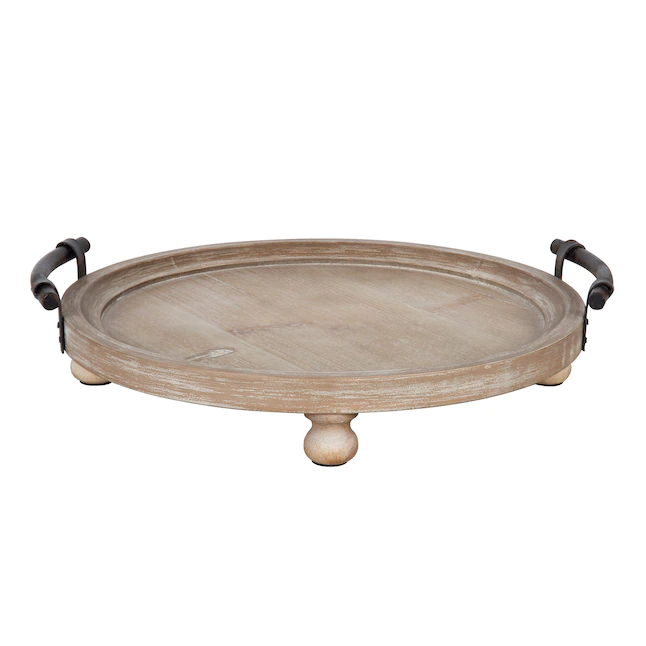 Kate and Laurel Bruillet Round Wooden Natural Decorative Tray. 15-in Diameter