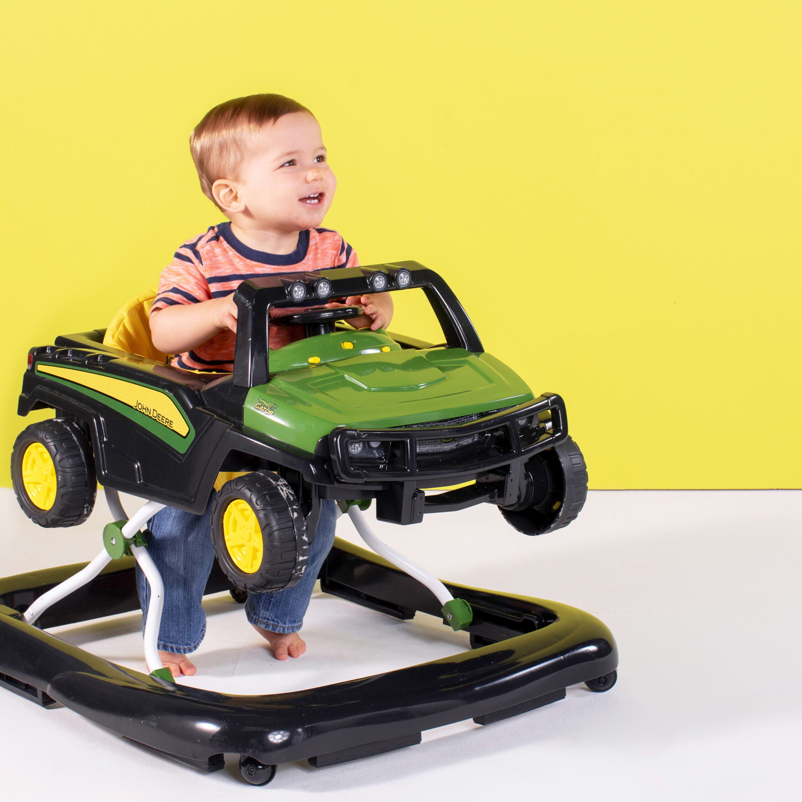 Bright Starts John Deere Gator 4-in-1 Baby Walker with Removable Steering Wheel. Green