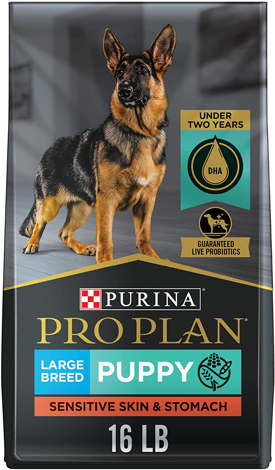 Purina Pro Plan Sensitive Skin and Stomach Large Breed Dry Puppy Food with Probiotics. Salmon and Rice Formula - 16 lb. Bag